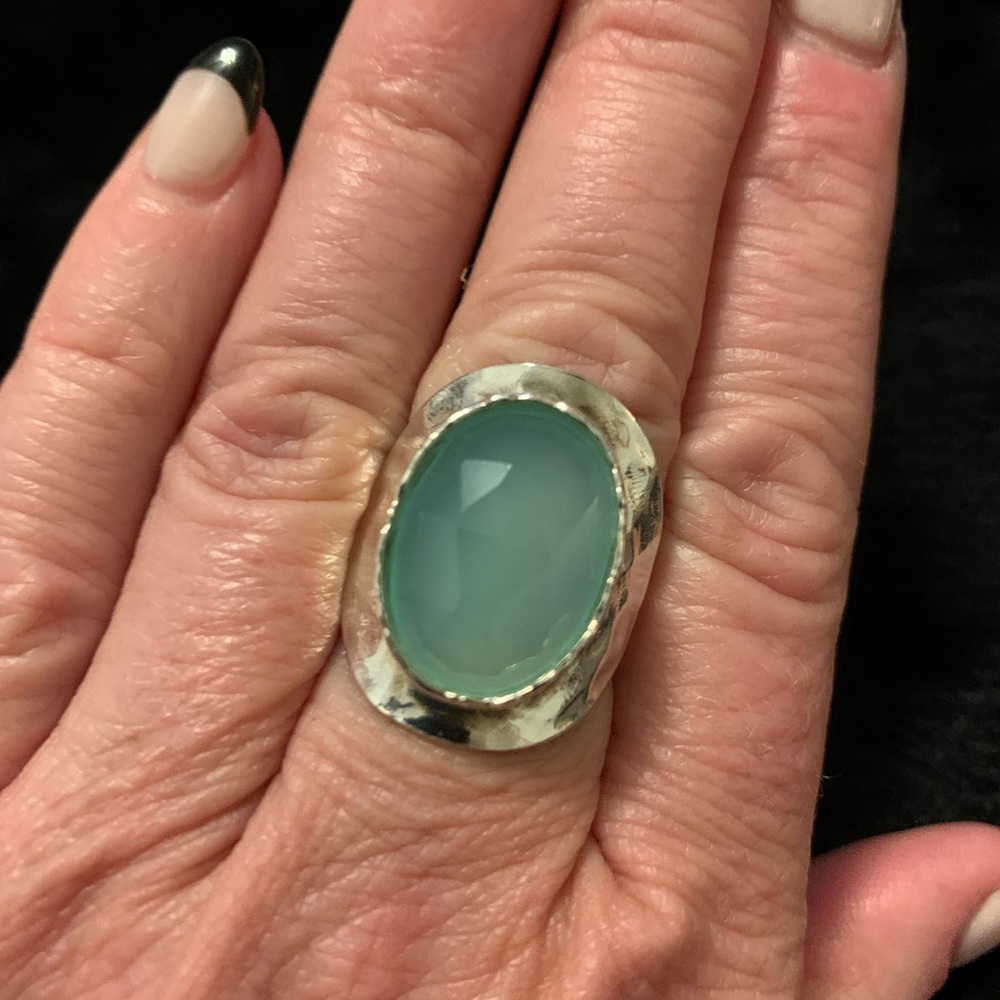 Sterling silver/Chalcedony ring. Sz 6